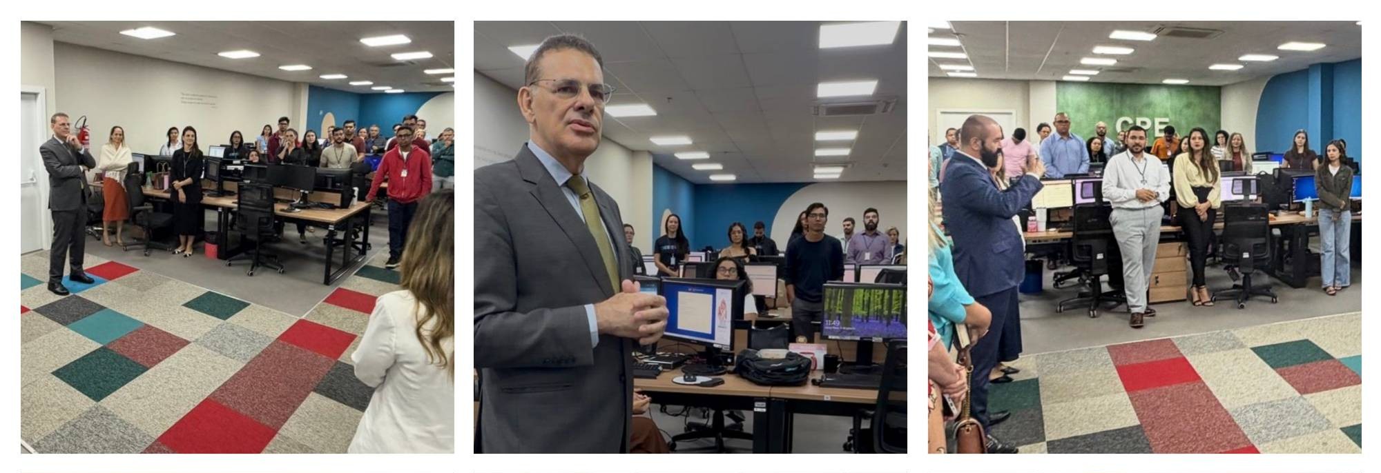 A colagem de fotos mostra o presidente o corregedor na CPE.