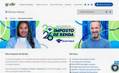 16/03/2026 - Imposto de Renda 2026. Foto: Print/ Receita Federal