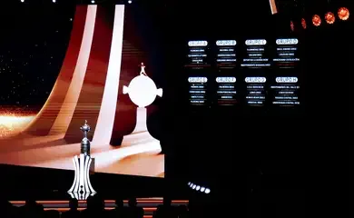 Soccer Football - Copa Libertadores - Group Stage Draw - CONMEBOL Convention Centre, Luque, Paraguay - March 19, 2026 General view of Copa Libertadores groups display during the draw REUTERS/Cesar Olmedo